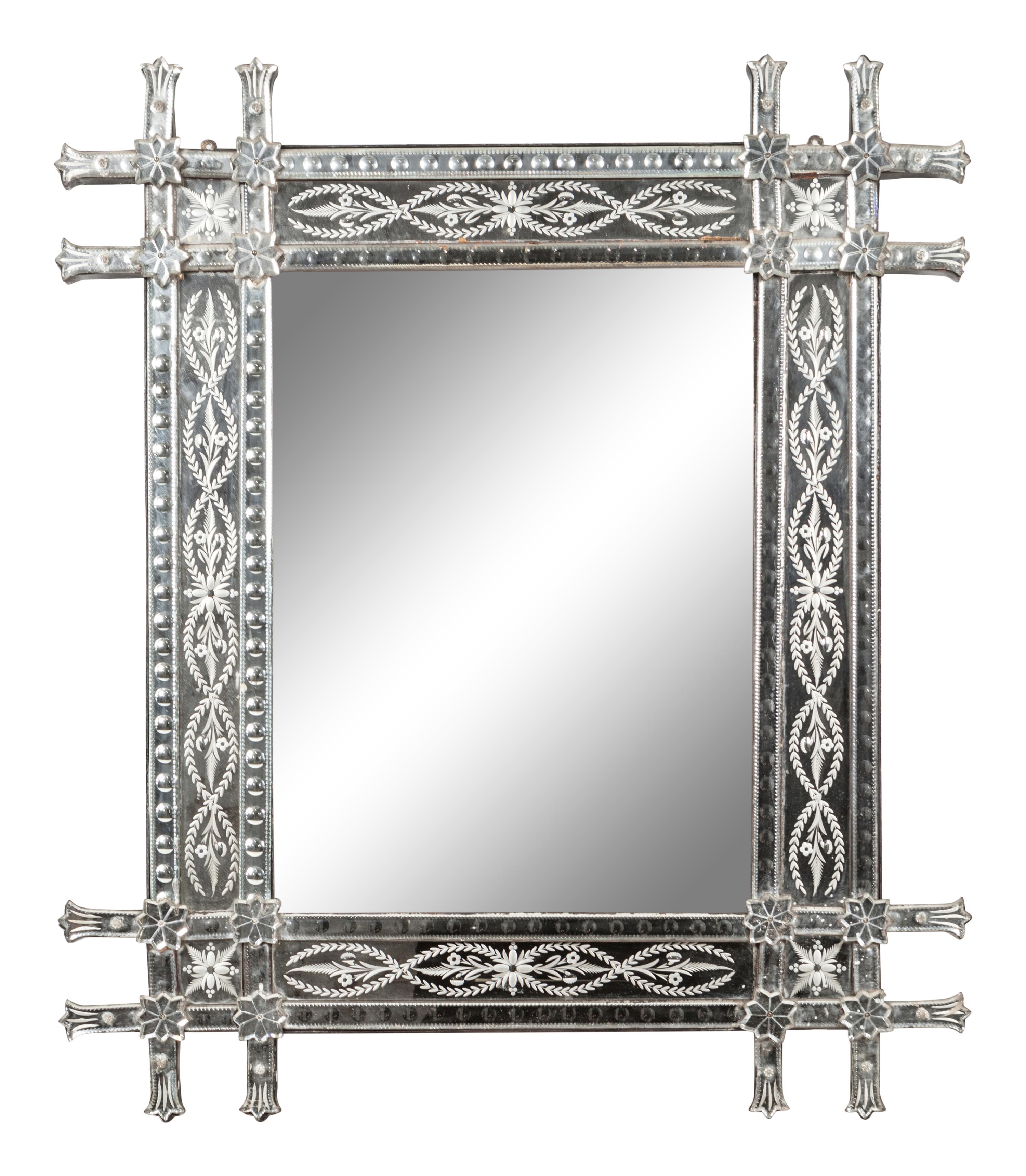 A Venetian Etched Glass Mirror