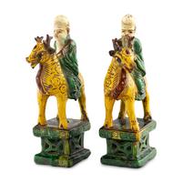 A Pair of Chinese Glazed Earthenware Figures