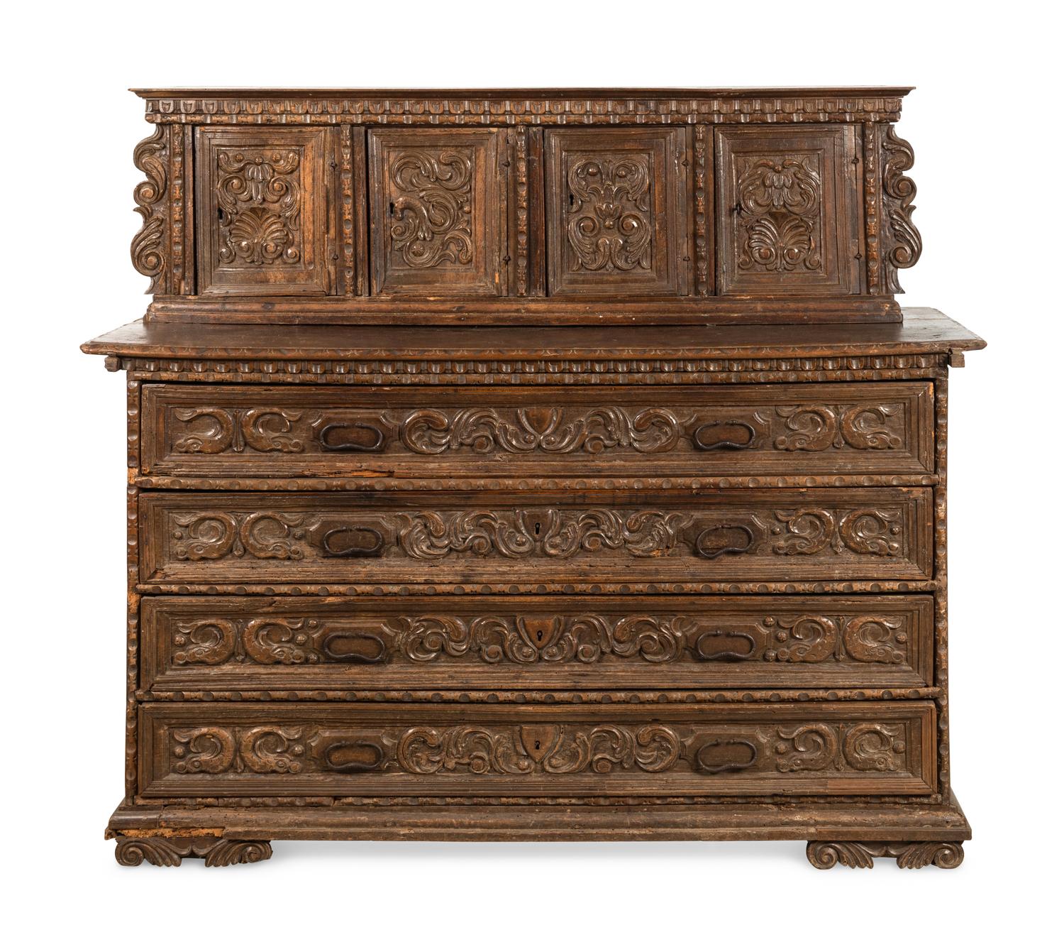 An Italian Baroque Walnut Console Cabinet