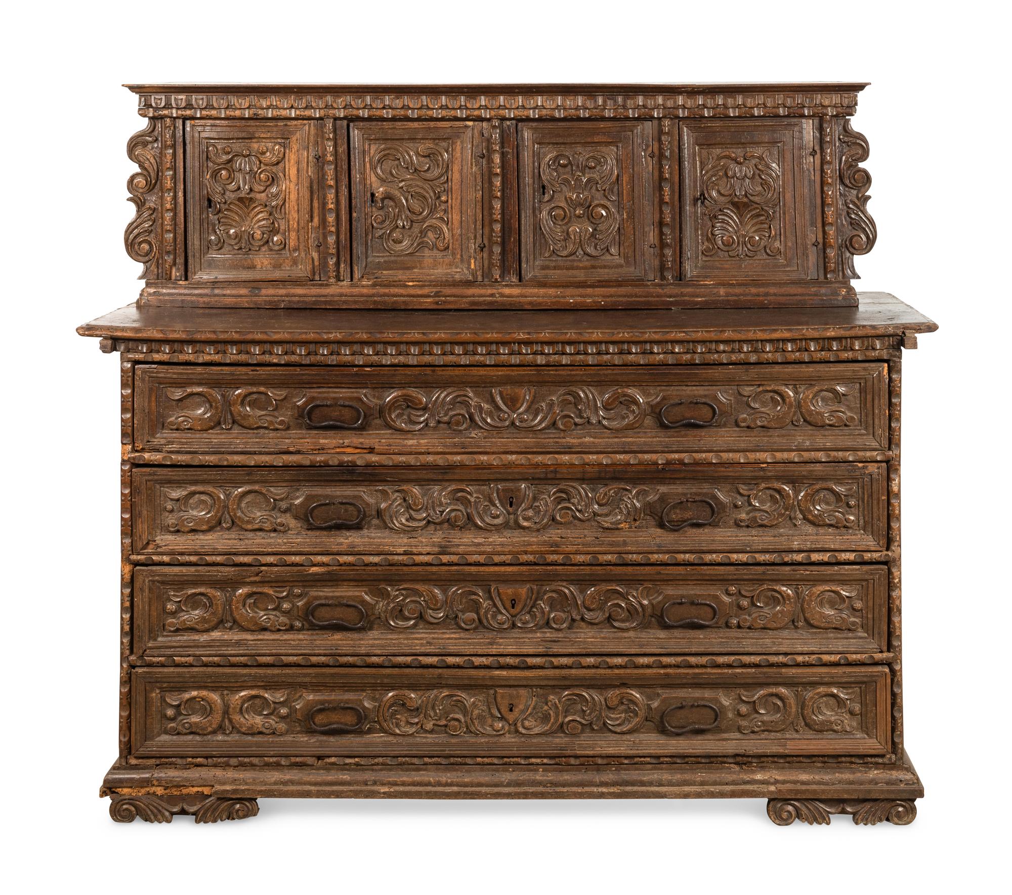 An Italian Baroque Walnut Console Cabinet