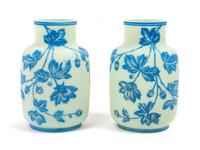 Attributed to Stevens & Williams, LATE 19TH CENTURY, a pair of cameo glass vases, each of barrel form with foliate decoration