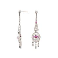 ART DECO, DIAMOND AND RUBY EARRINGS