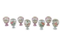 Eight Chinese Famille Rose Porcelain Lanterns