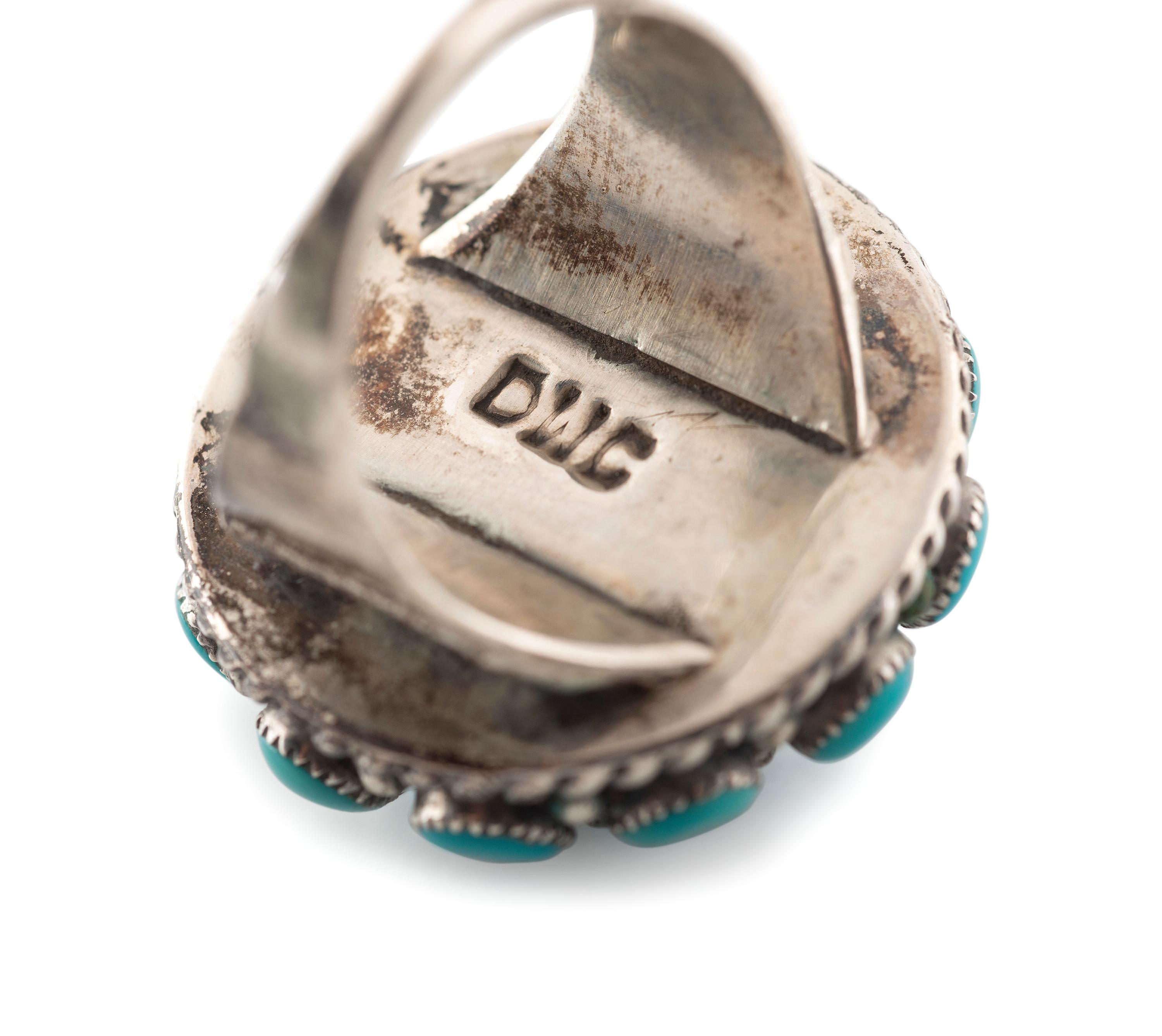 Award Winning Silver and Cobblestone Inlay Turquoise Ring, PLUS