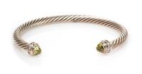 DAVID YURMAN, STERLING SILVER, GEMSTONE AND DIAMOND 'CABLE CLASSIC' CUFF BRACELET