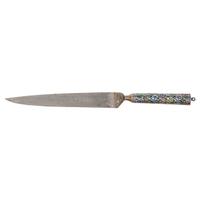 19th Century Indo-Persian Kard Dagger with Enameled Hilt and Wootz Steel Blade
