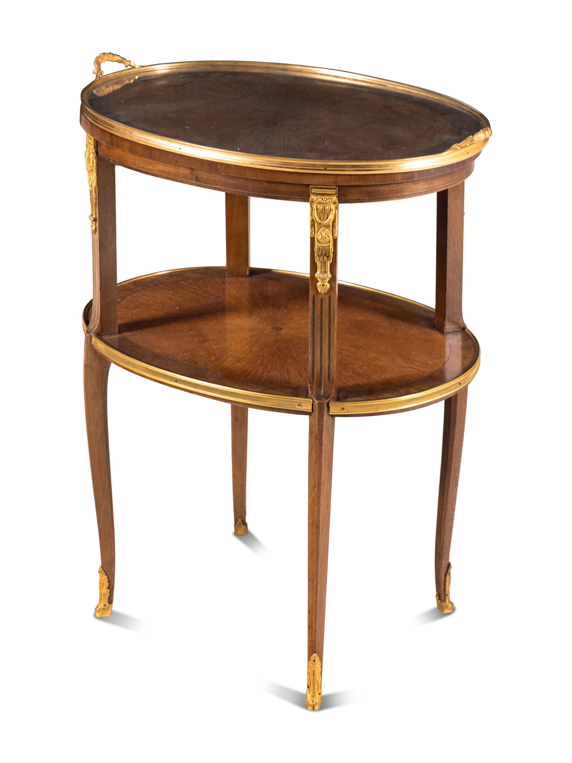 A Louis XVI Style Gilt Bronze Mounted Two-Tier Serving Table