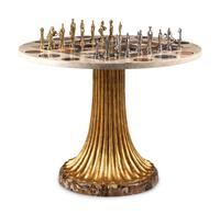 A Continental Parcel Gilt Specimen Marble Game Table