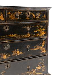 A William and Mary Black and Gilt-Japanned Chest of Drawers