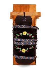 Beaded Velvet Cradle, with Bentwood Frame