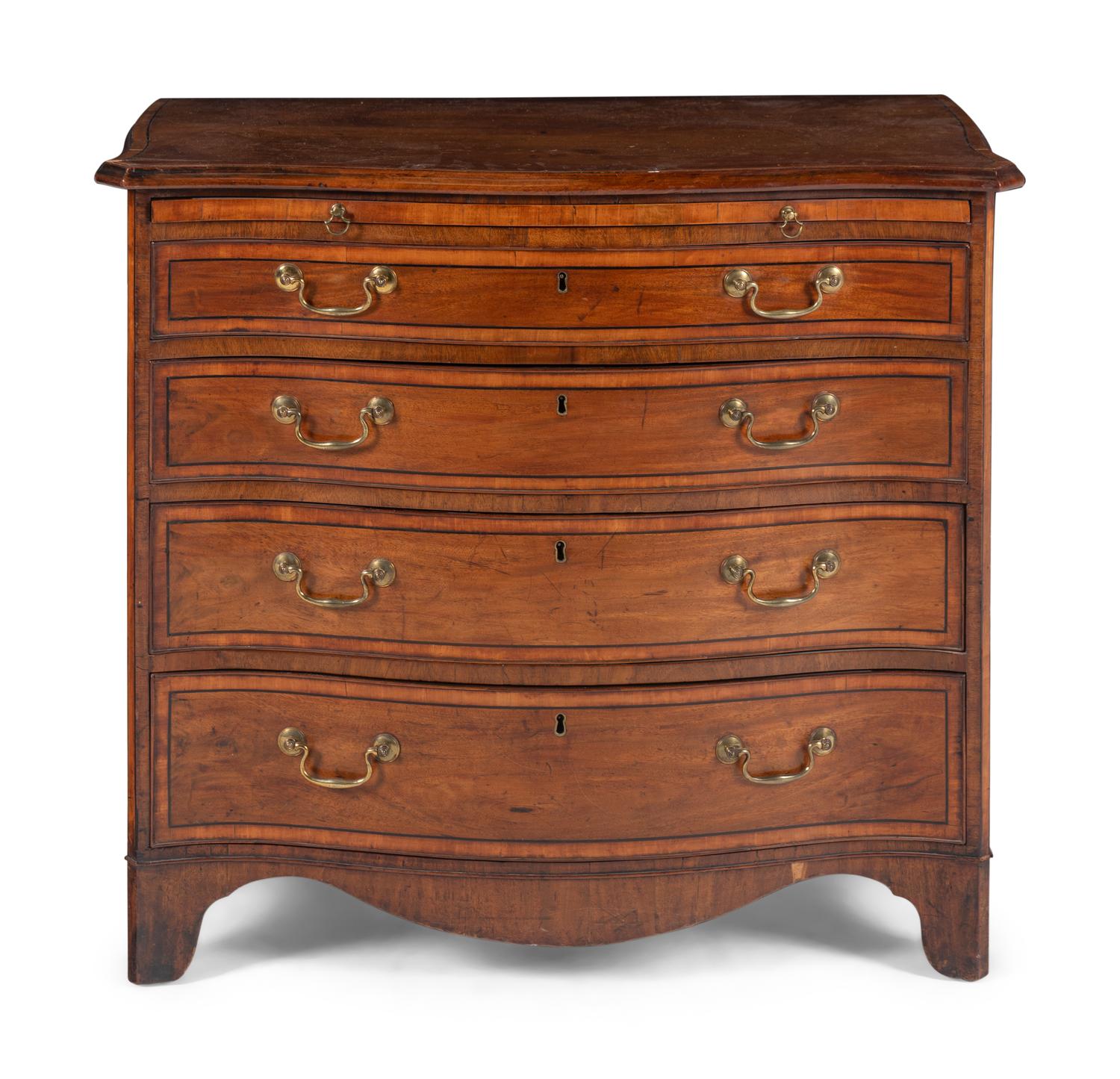 A George III Satinwood and Ebony-Inlaid Mahogany Bachelor's Chest