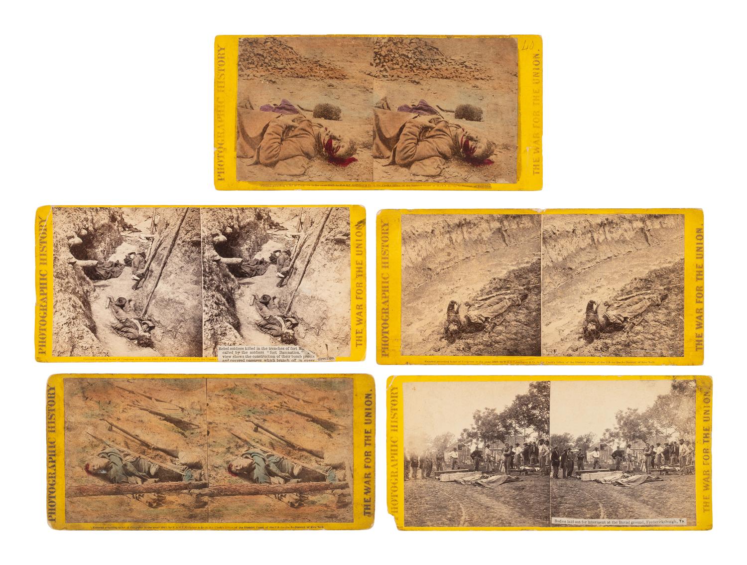[CIVIL WAR]. 13 stereoviews featuring deceased soldiers, including at Petersburg, Fredericksburg, and Cold Harbor.