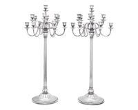 An Impressive Pair of Harald Nielsen Designed Georg Jensen Silver Thirteen-Light Candelabra