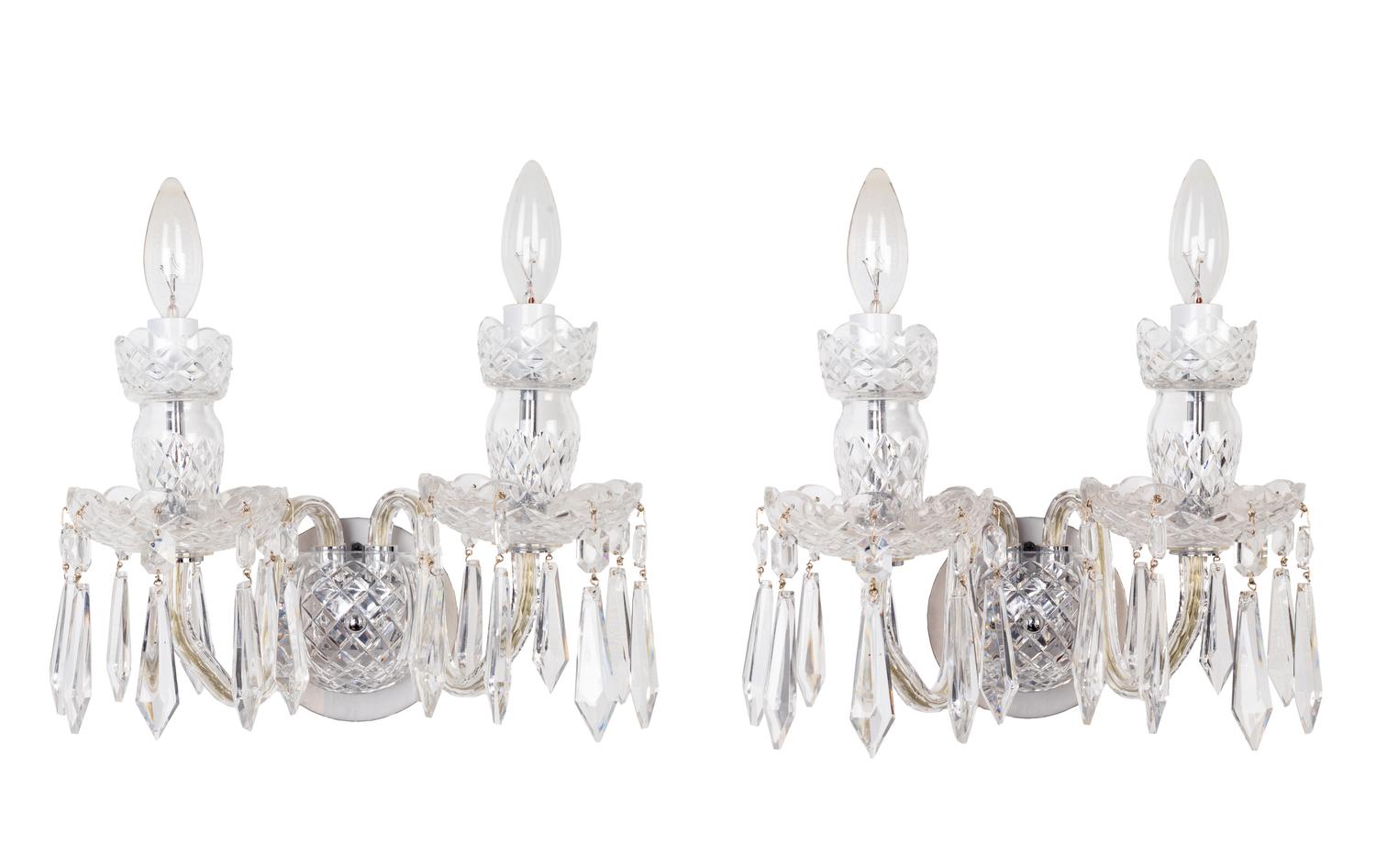A Pair of Waterford Cut-Glass Sconces — 20TH CENTURY