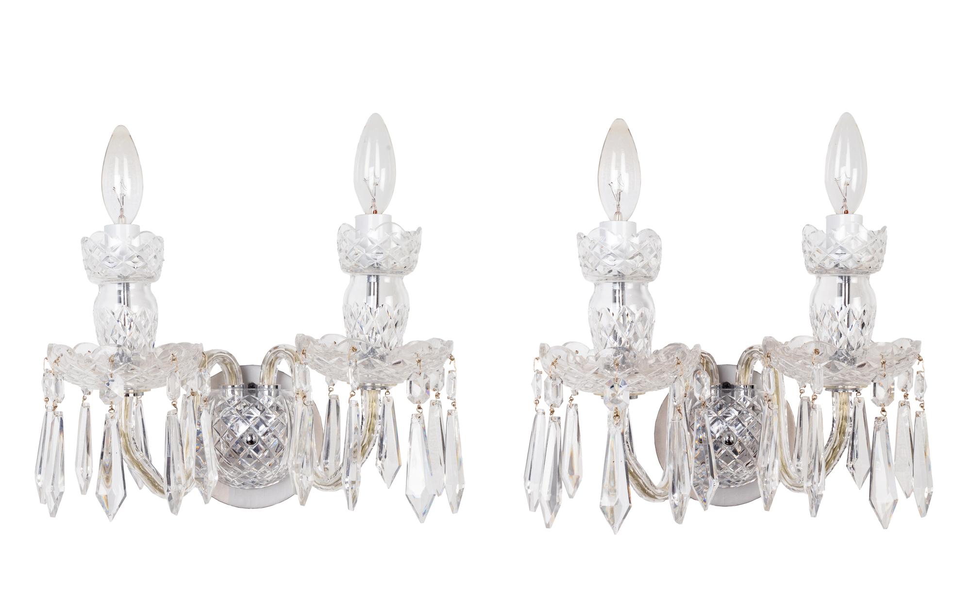 A Pair of Waterford Cut-Glass Sconces — 20TH CENTURY