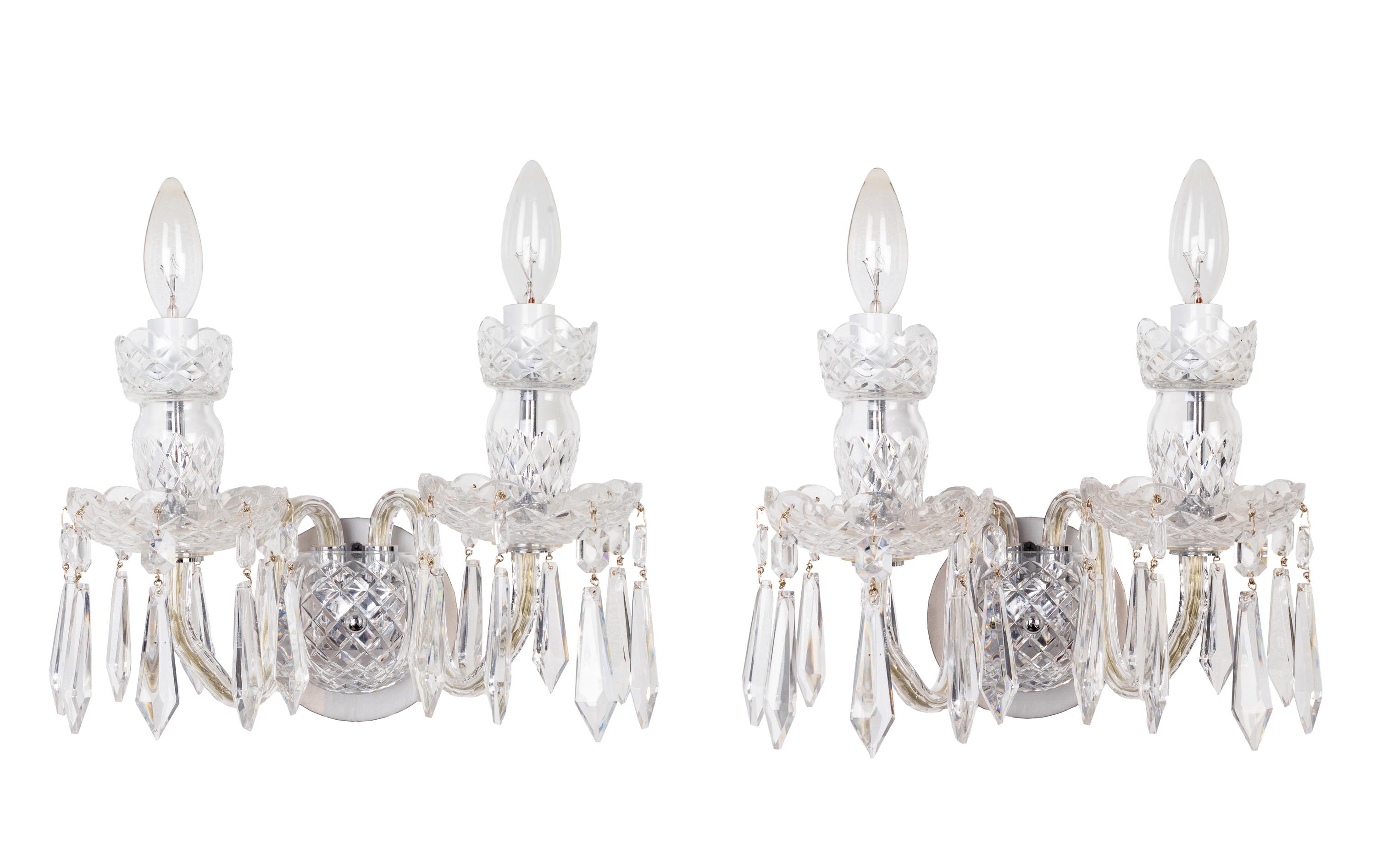 A Pair of Waterford Cut-Glass Sconces — 20TH CENTURY