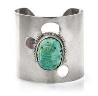 A Sterling Silver and Turquoise Cuff Bracelet, Vicente Perez, 58.90 dwts.