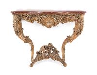 A Louis XV Style Carved and Painted Console Table