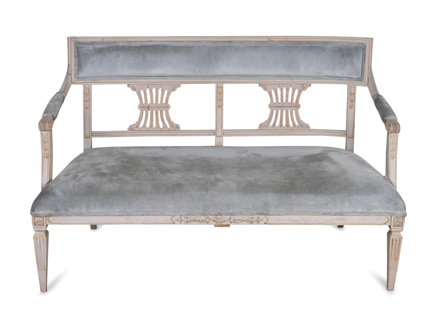 A Swedish Neoclassical Style Painted Settee — EARLY 20TH CENTURY