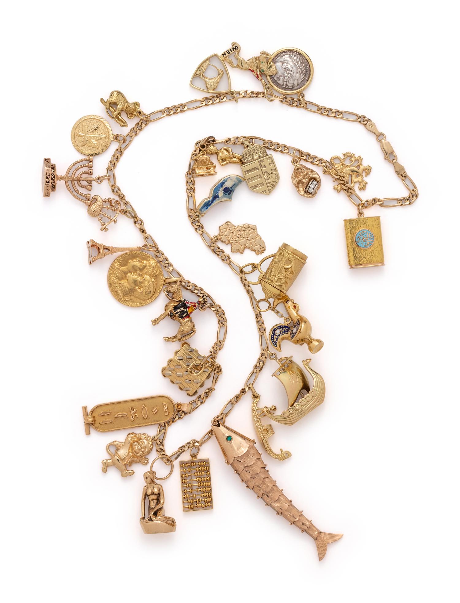 YELLOW GOLD CHARM NECKLACE