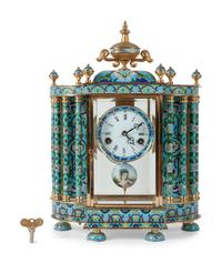 A Chinese Export Cloisonné Enamel Mantel Clock