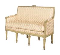 A Louis XVI Gray-Painted Beechwood Settee