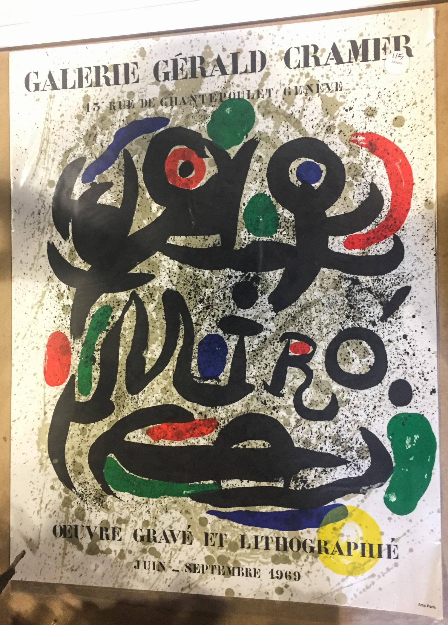 A Joan Miro Poster 25 1/2 x 19 3/4 inches.