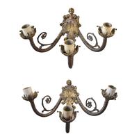 A Pair of Bronze Three-Light Wall Sconces 16" W x 13" D x 11" H — Argentina, Circa 1900