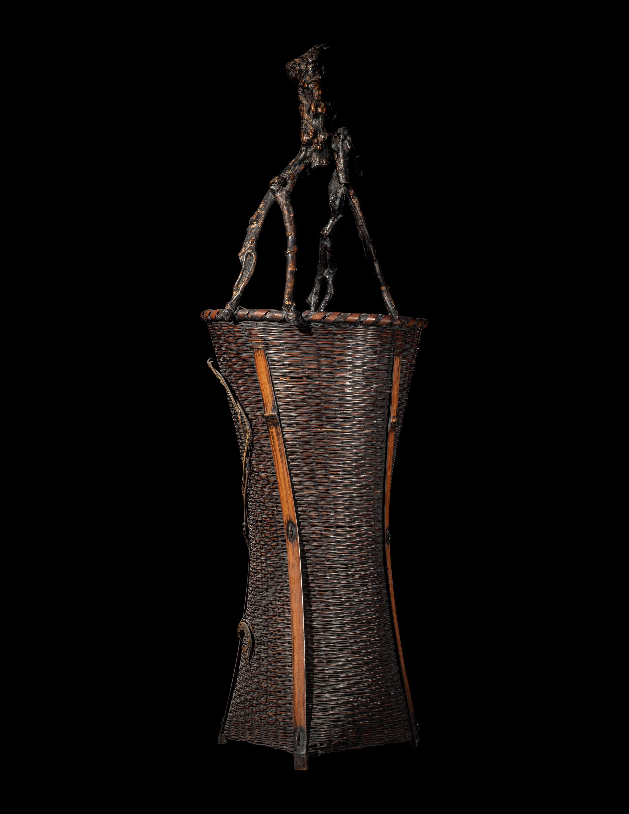 A Large Japanese Ikebana Bamboo Basket