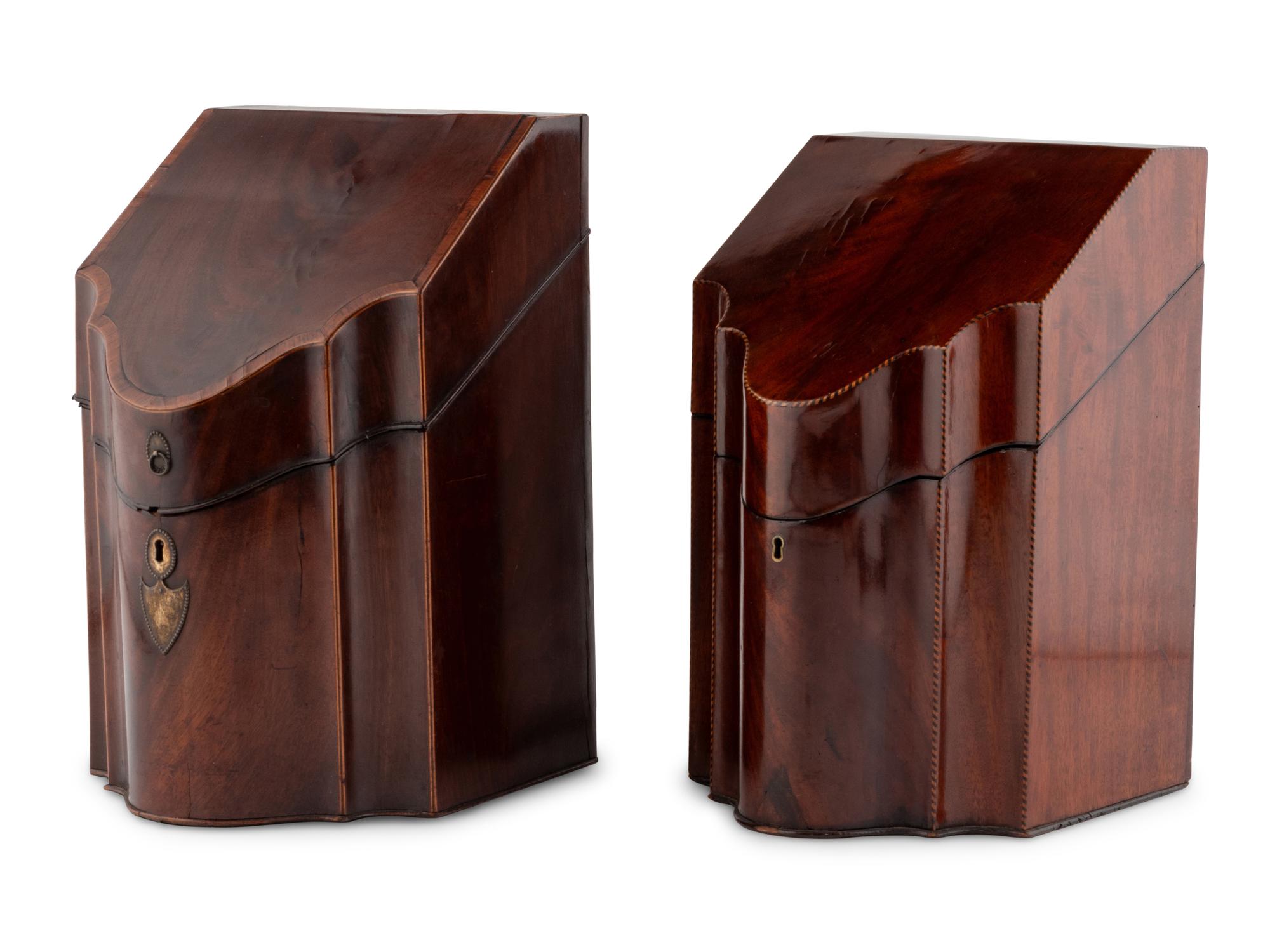 Two George III Mahogany Knife Boxes