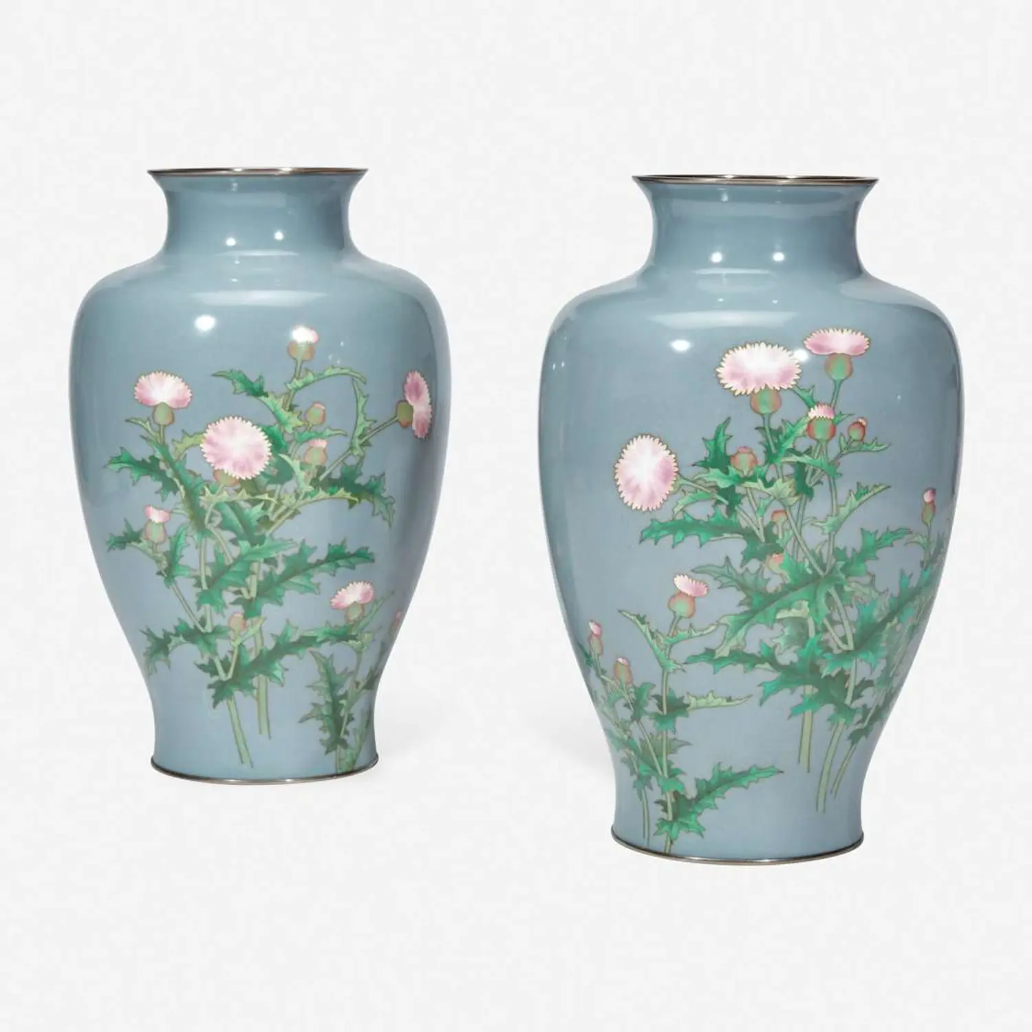 A pair of Japanese cloisonné vases, Ando 日本安藤七宝烧瓶一对
