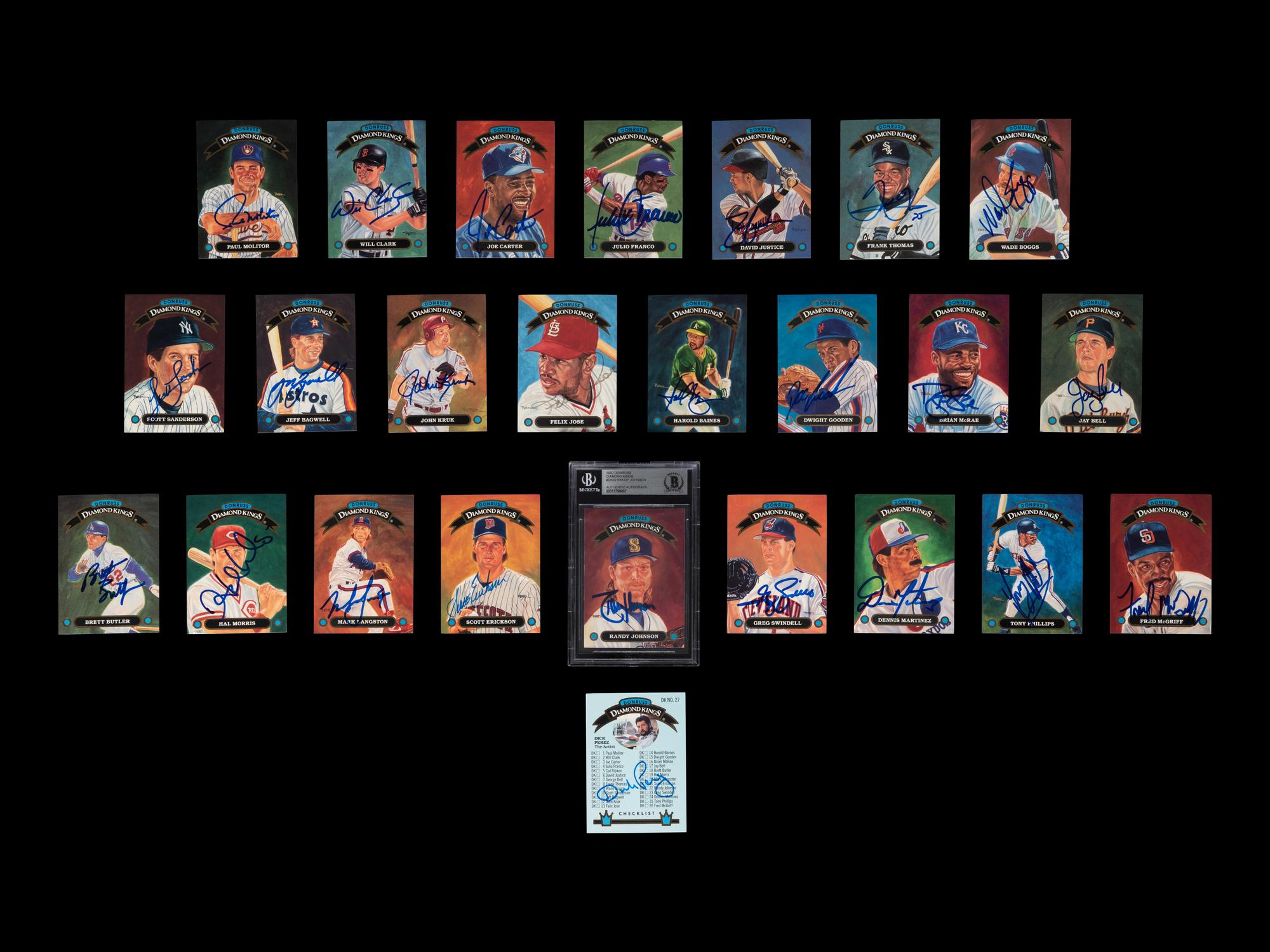 A Group of 25 1992 Donruss Diamond Kings Signed Autograph Baseball Cards,