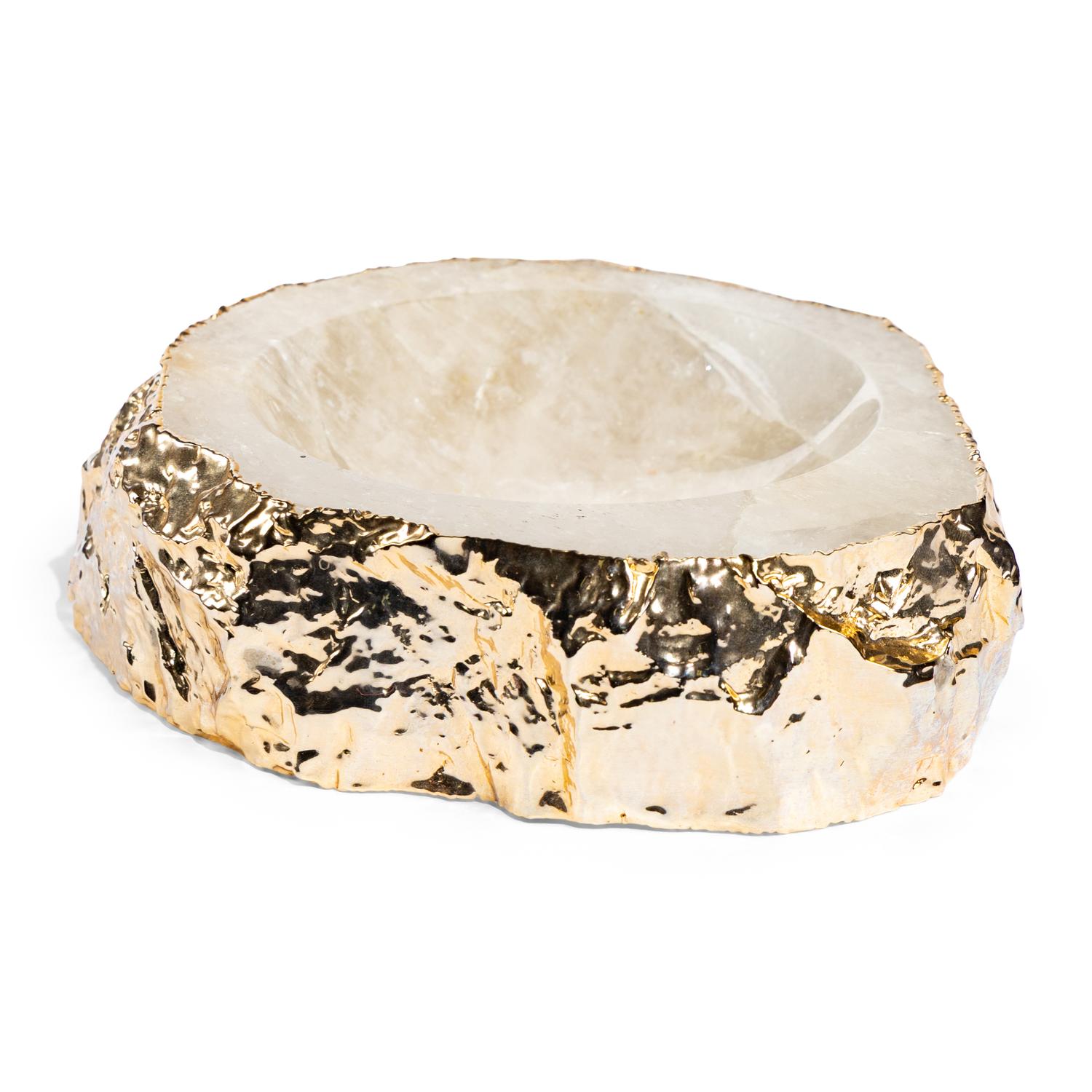 A Contemporary Parcel-Gilt Rock Crystal Bowl