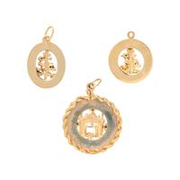 GROUP OF YELLOW GOLD AND GEMSTONE CHRISTMAS CHARMS
