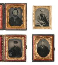 [EARLY PHOTOGRAPHY]. 21 assorted cased images of men with hats and interesting hairstyles.