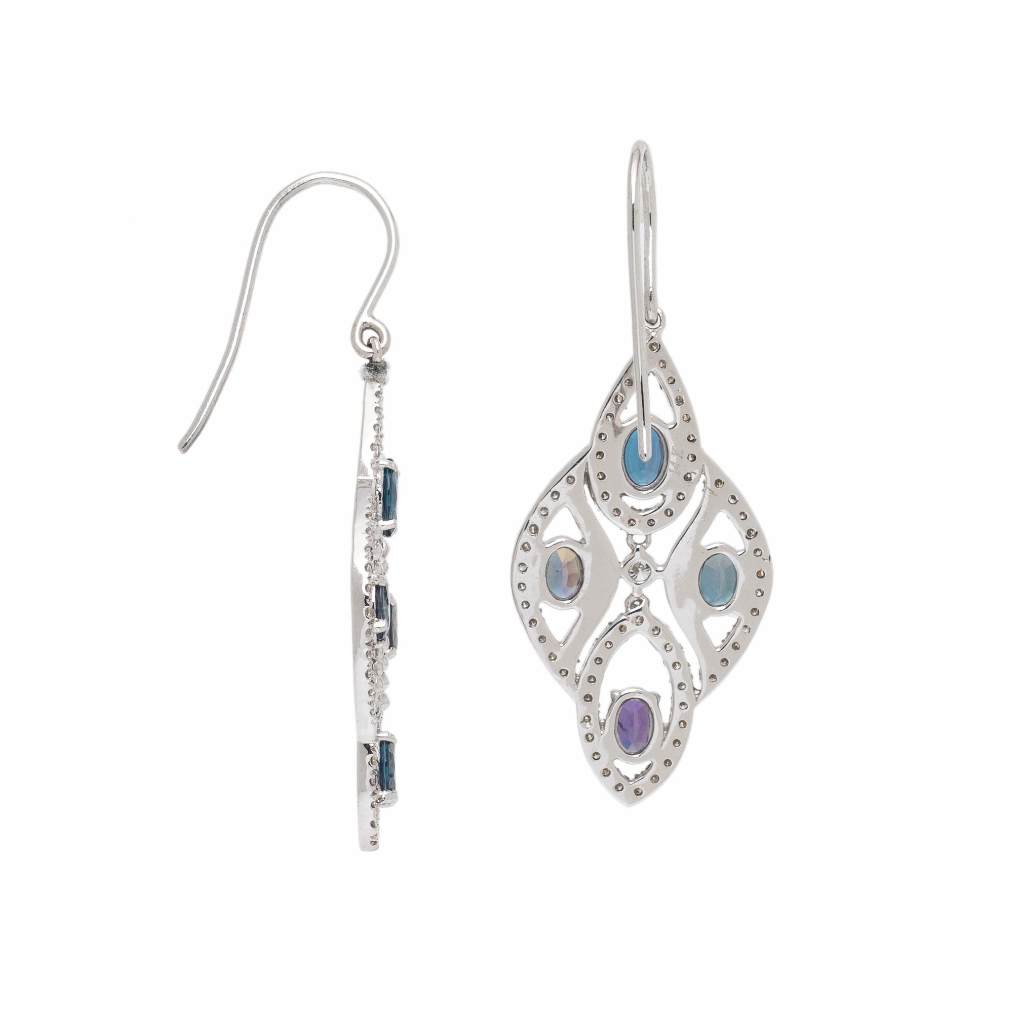 Hubert, Synthetic Alexandrite, Diamond, and White Gold Earrings