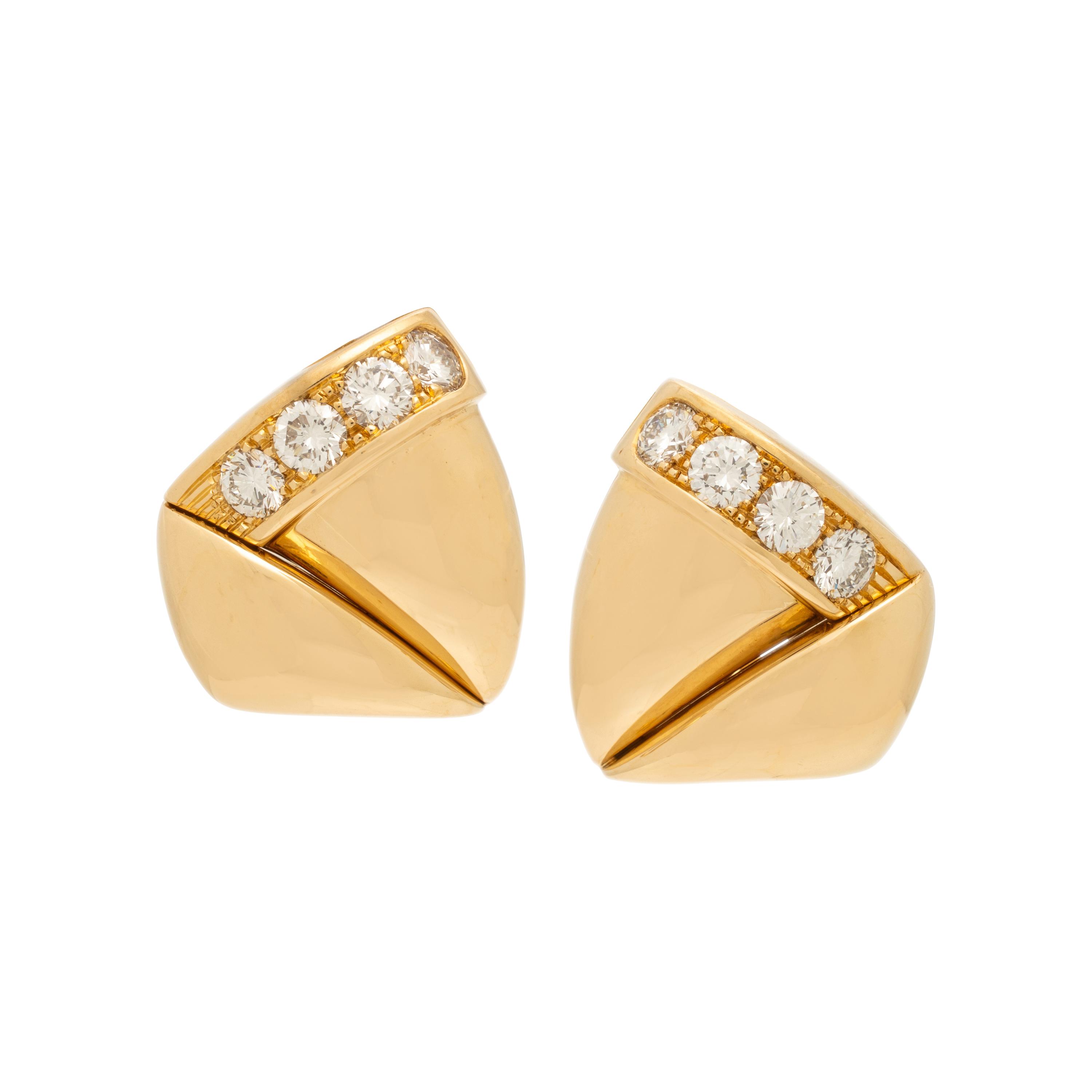 Rolex, Yellow Gold and Diamond Earrings
