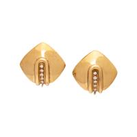 ANTONINI, YELLOW GOLD, AMETHYST, AND DIAMOND EARRINGS