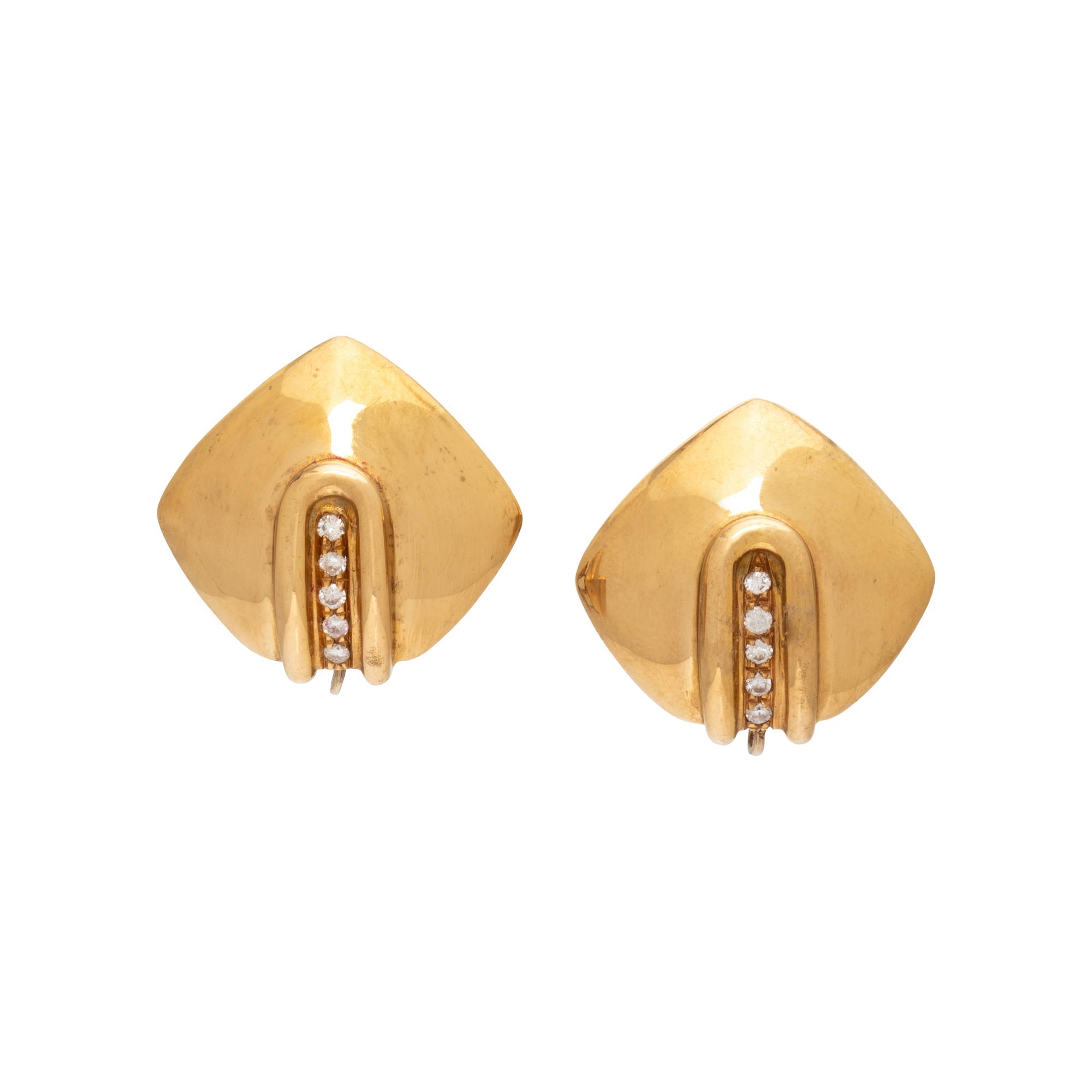 ANTONINI, YELLOW GOLD, AMETHYST, AND DIAMOND EARRINGS