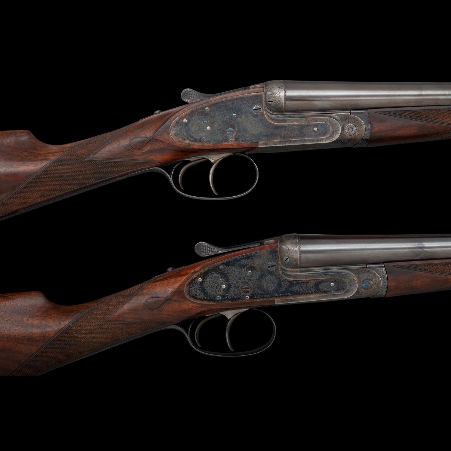**A Pair of Consecutively Numbered James Purdey & Sons 20 Bore SxS Hammerless Shotguns Made for the Spanish Marquis de Villabragima, in Original Motor Case with Accessories