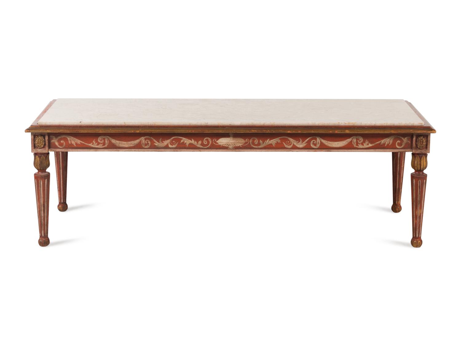 An Italian Style Painted Marble-Top Low Table