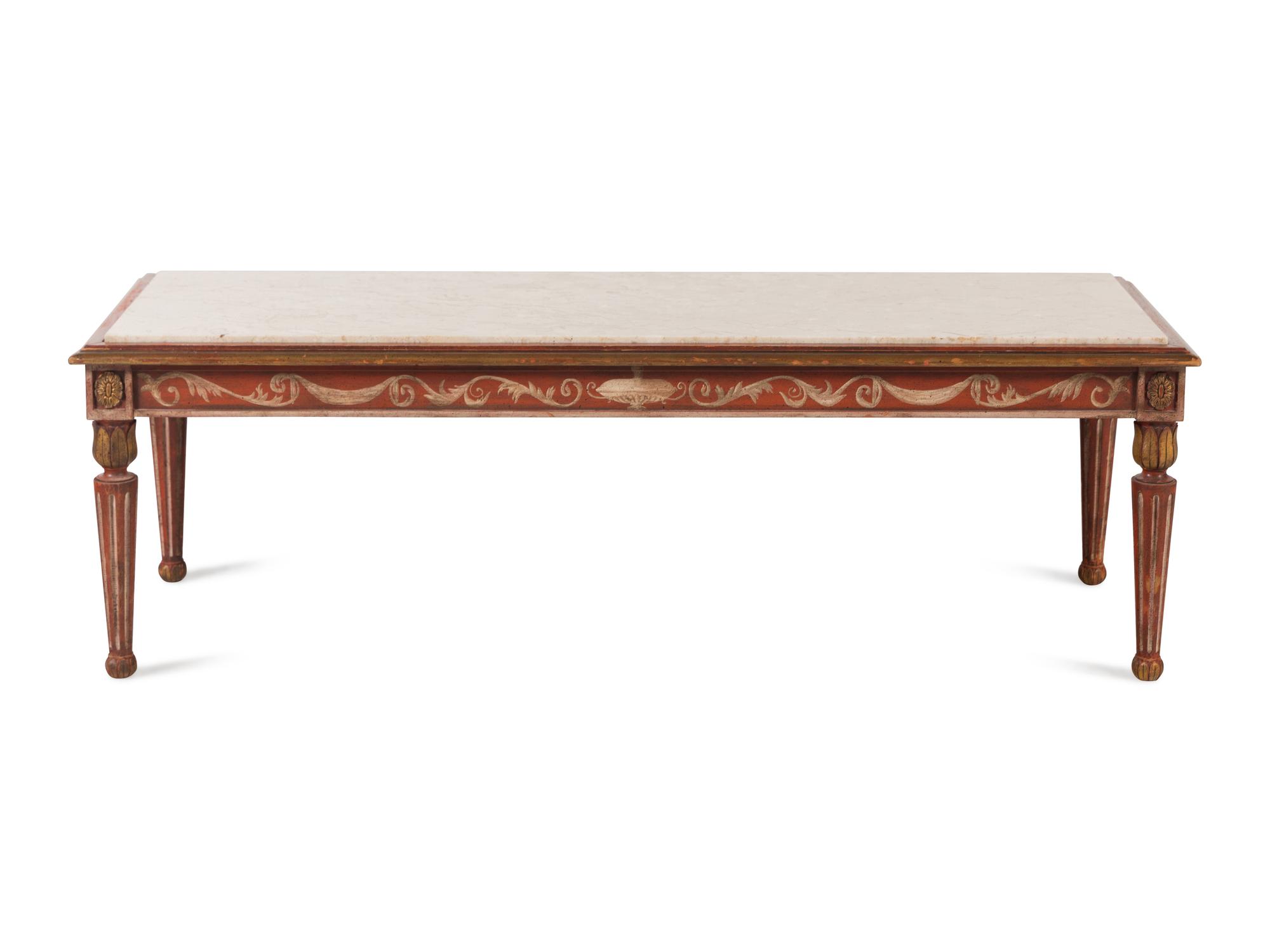 An Italian Style Painted Marble-Top Low Table