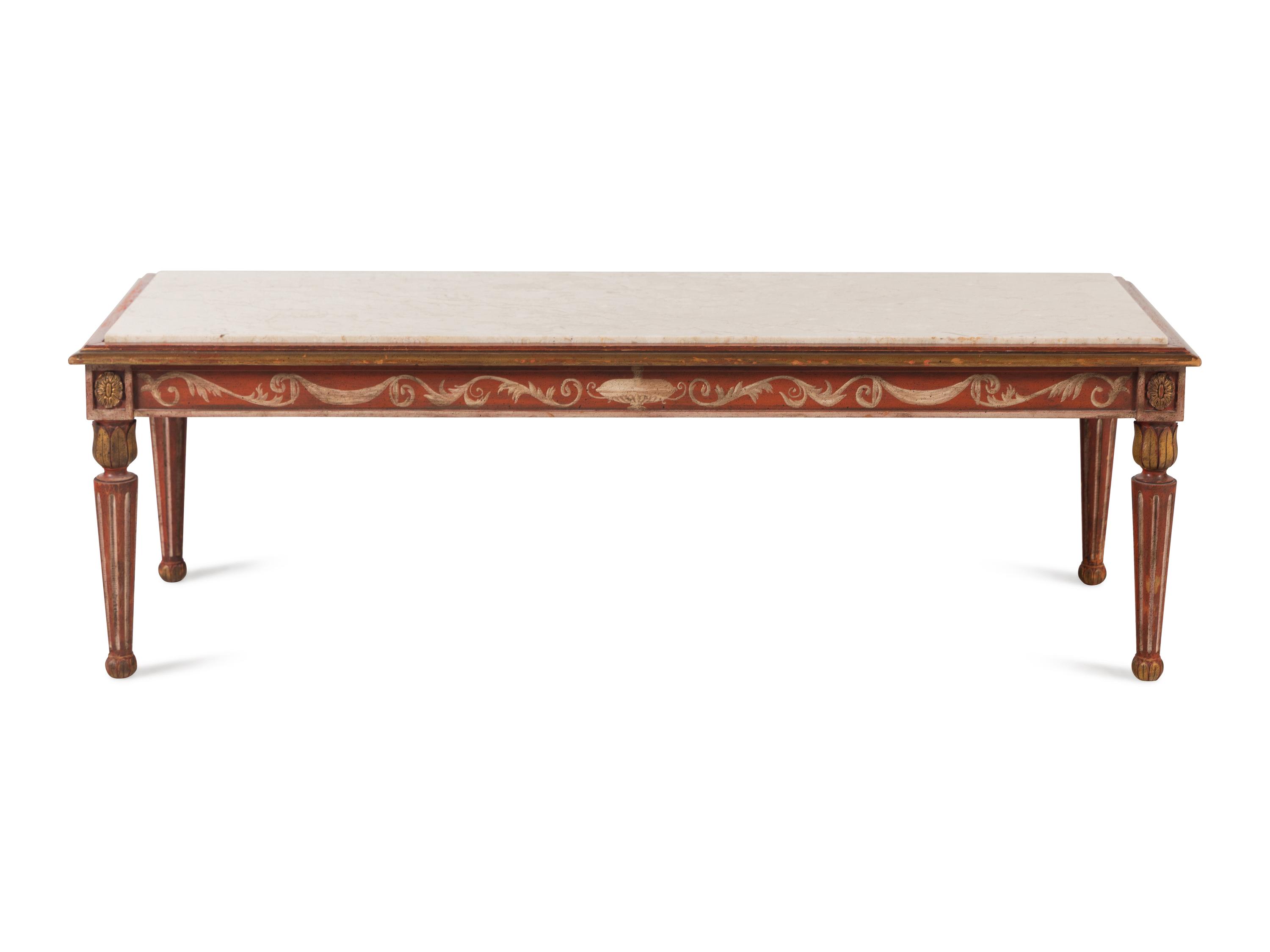 An Italian Style Painted Marble-Top Low Table