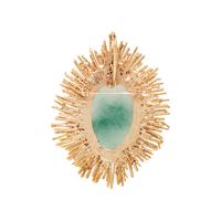 YELLOW GOLD AND JADE PENDANT/BROOCH