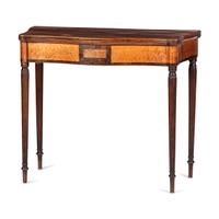 A Federal Inlaid Bird's Eye Maple and Mahogany Serpentine Games Table