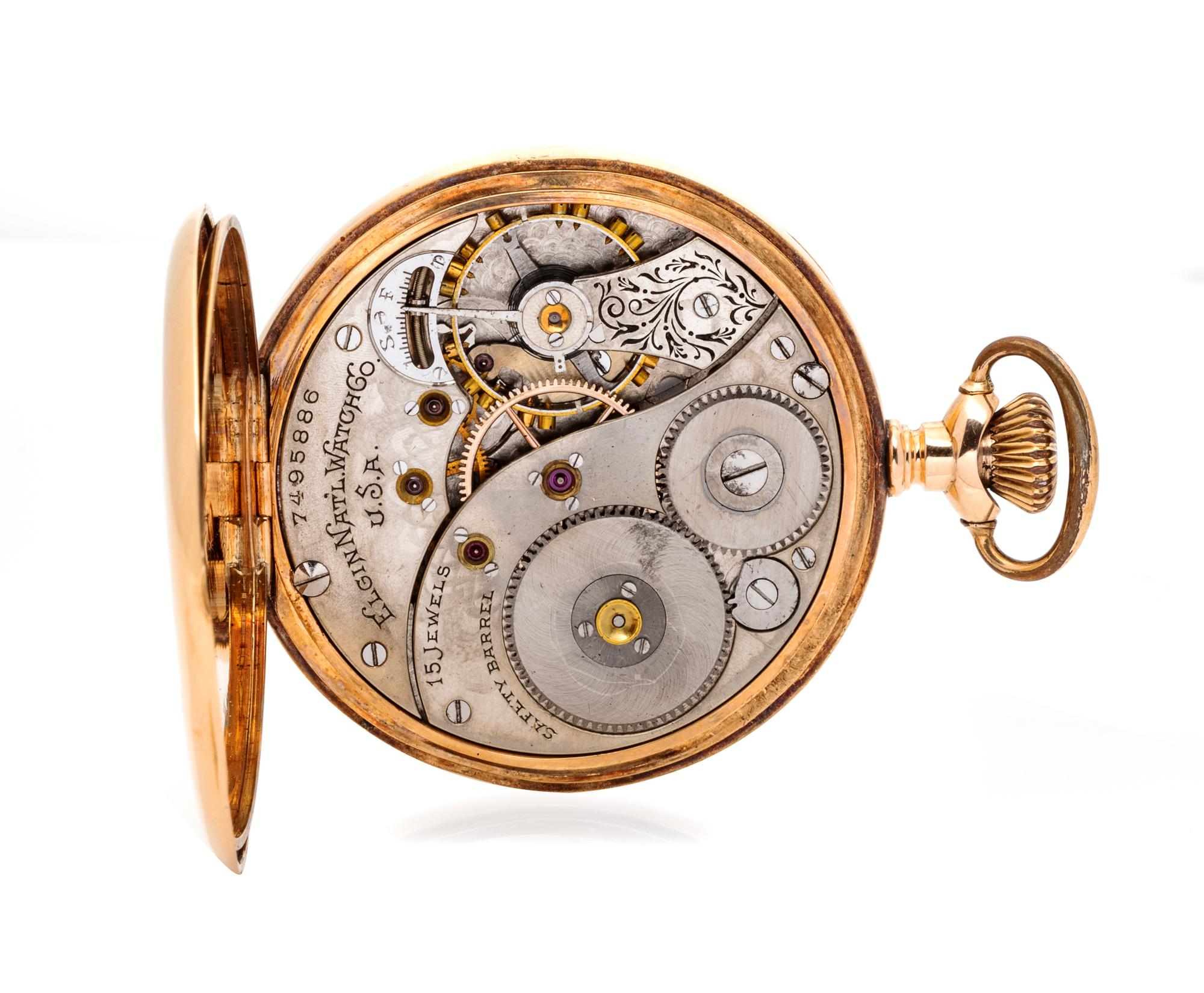 A 14 Karat Yellow Gold Open Face Pocket Watch, Elgin, Circa 1899,