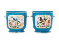 A Pair of Sèvres Style Porcelain Cache Pots