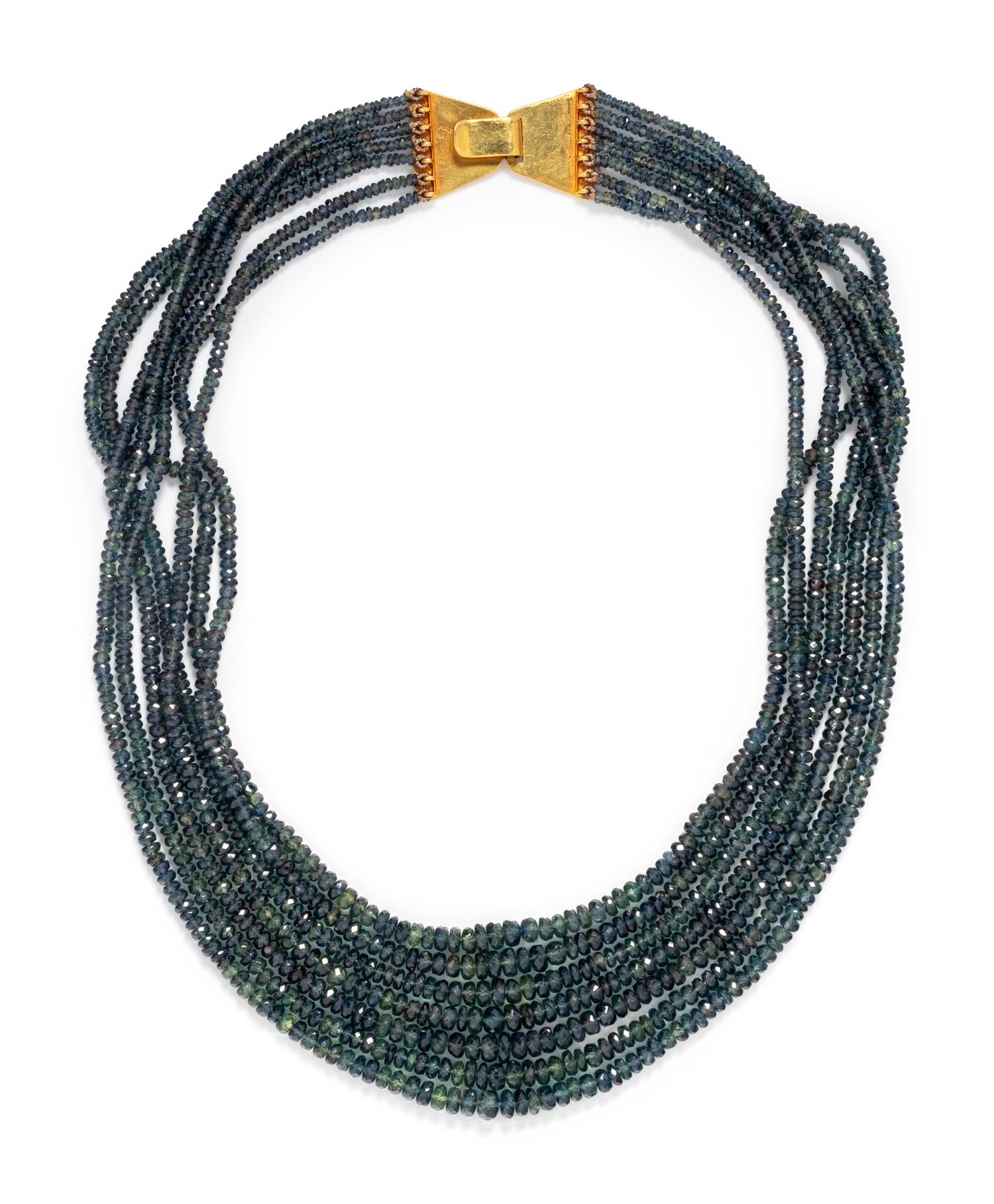 MULTISTRAND GREEN SAPPHIRE BEAD NECKLACE