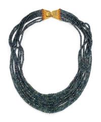 MULTISTRAND GREEN SAPPHIRE BEAD NECKLACE