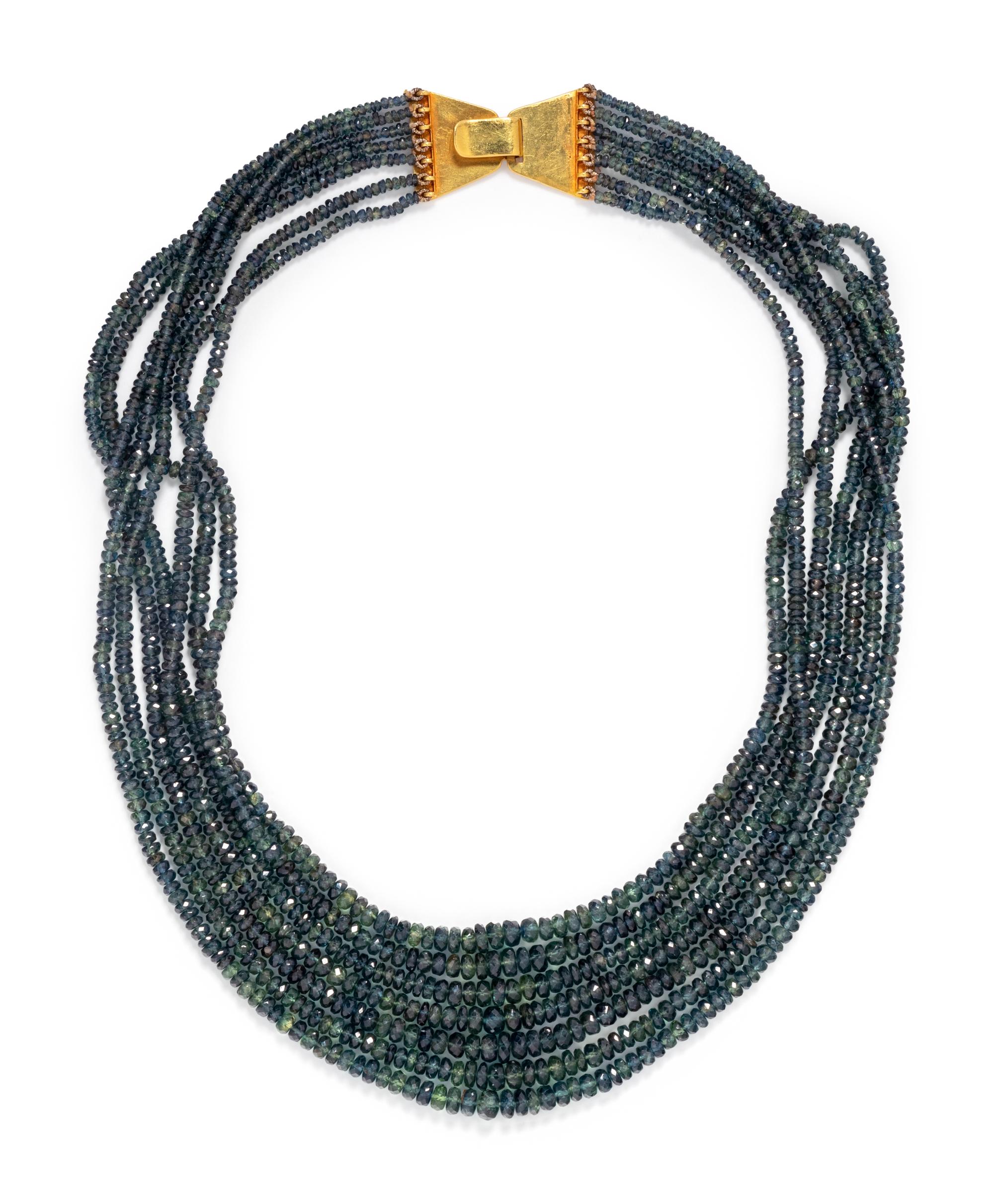 MULTISTRAND GREEN SAPPHIRE BEAD NECKLACE